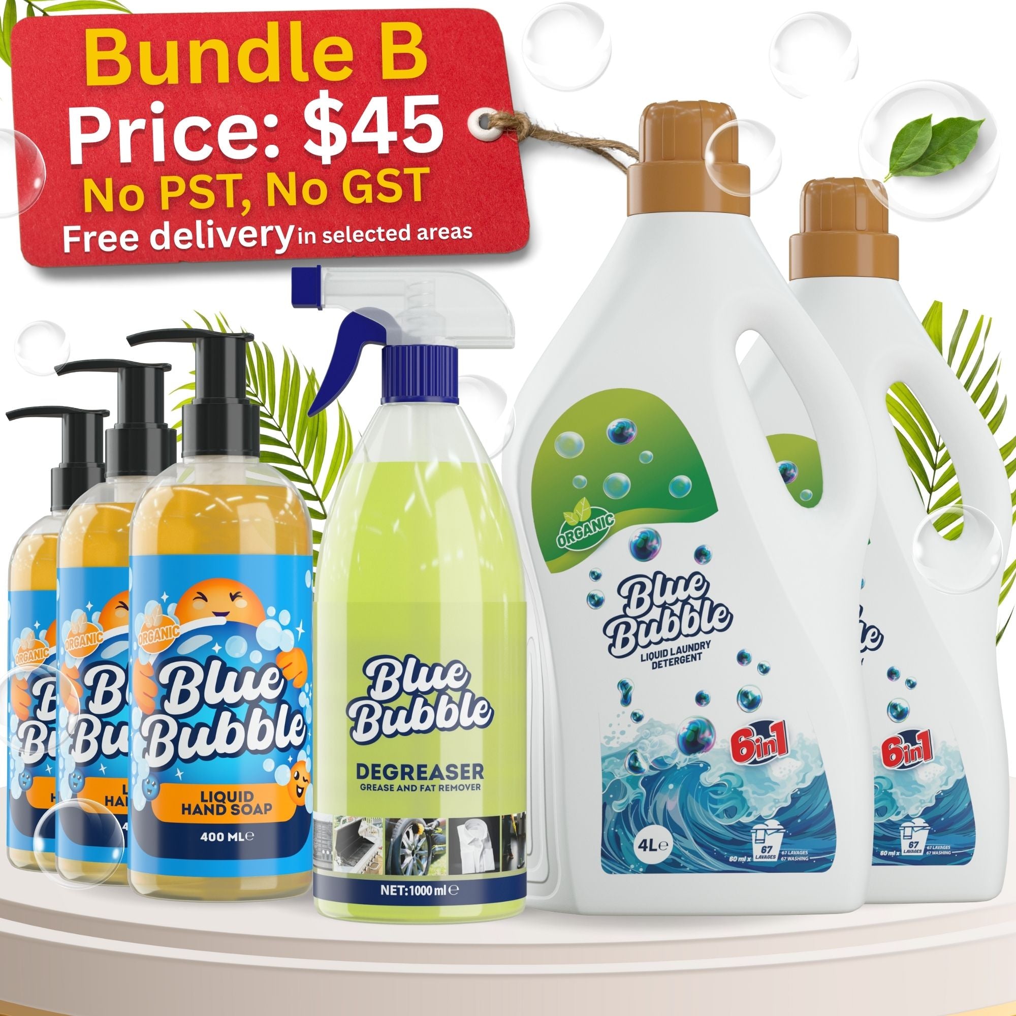 2×4L Eco-Friendly Laundry  Detergent + 3 Free  Eco-Friendly Hand Soap + 1 Heavy -Duty Degreaser 1 L