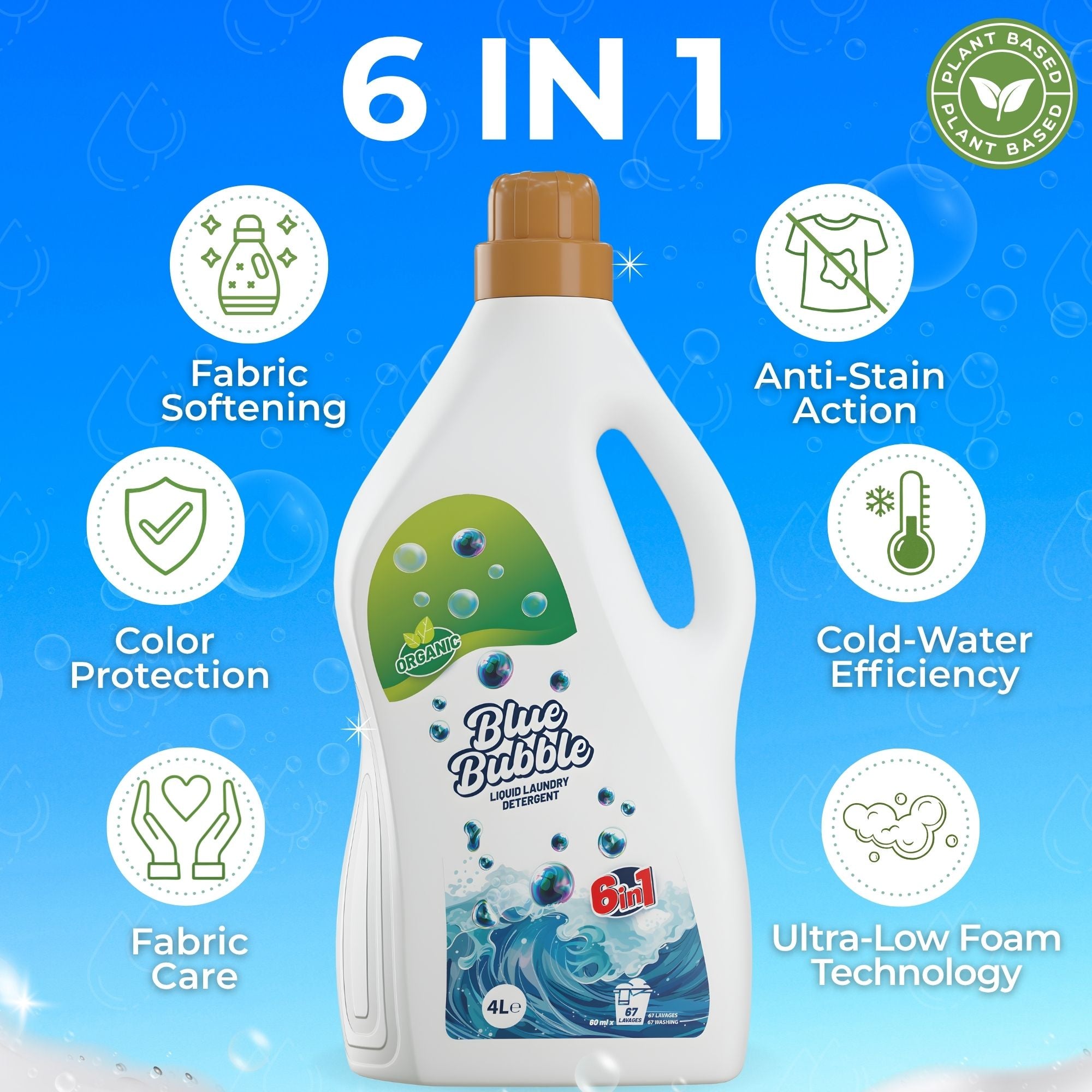 3×4L  Eco-Friendly Laundry  Detergent with Low foam +2 free Hand Soap